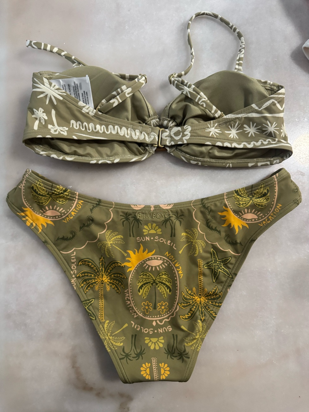 Billabong Olive Green Tropical Print Bikini Set - Picture 2 of 6